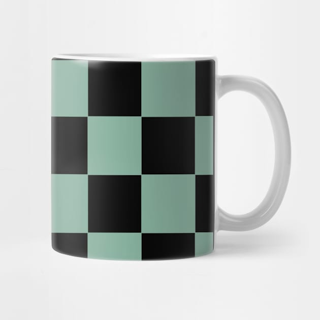 Tea Green and Black Chessboard Pattern by californiapattern 